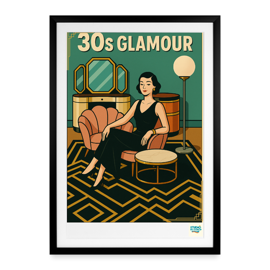 Studioretropop Affiche (30s) Glamour - Format 49 x 69 cm avec cadre