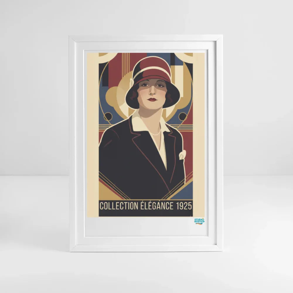 Affiche  collection élégance 1925 Années 20 49 x 69 cm avec cadre-Art Rétro Pop - blanc
