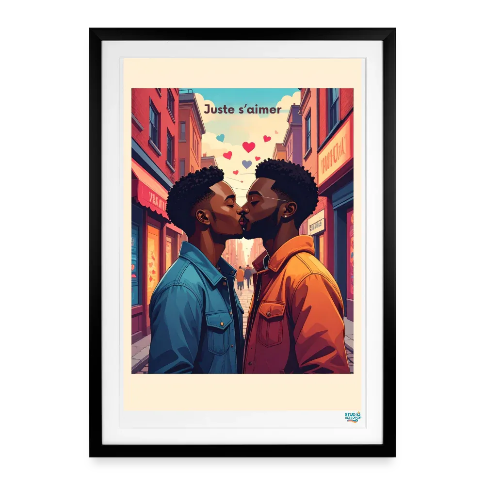 Affiche Juste s'aimer  Années 2000 - Format 49 x 69cm avec cadre - noir