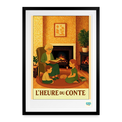Studioretropop Affiche (2000 et +) Heure du Conte - Format 49 x 69 cm avec cadre