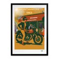 Affiche Paris Montmartre Années 60 - 49 x 69 cm avec cadre- Art Rétro Pop - noir