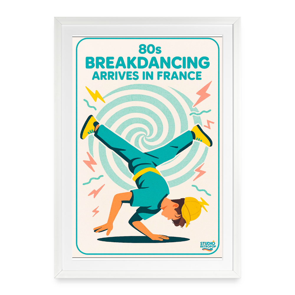 Affiche Breakdancing Hip-Hop Années 80 - 49 x 69 cm avec cadre - Art Rétro Pop