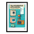 Affiche vintage Électroménager Années 70 - Format 49×69cm encadrée noir