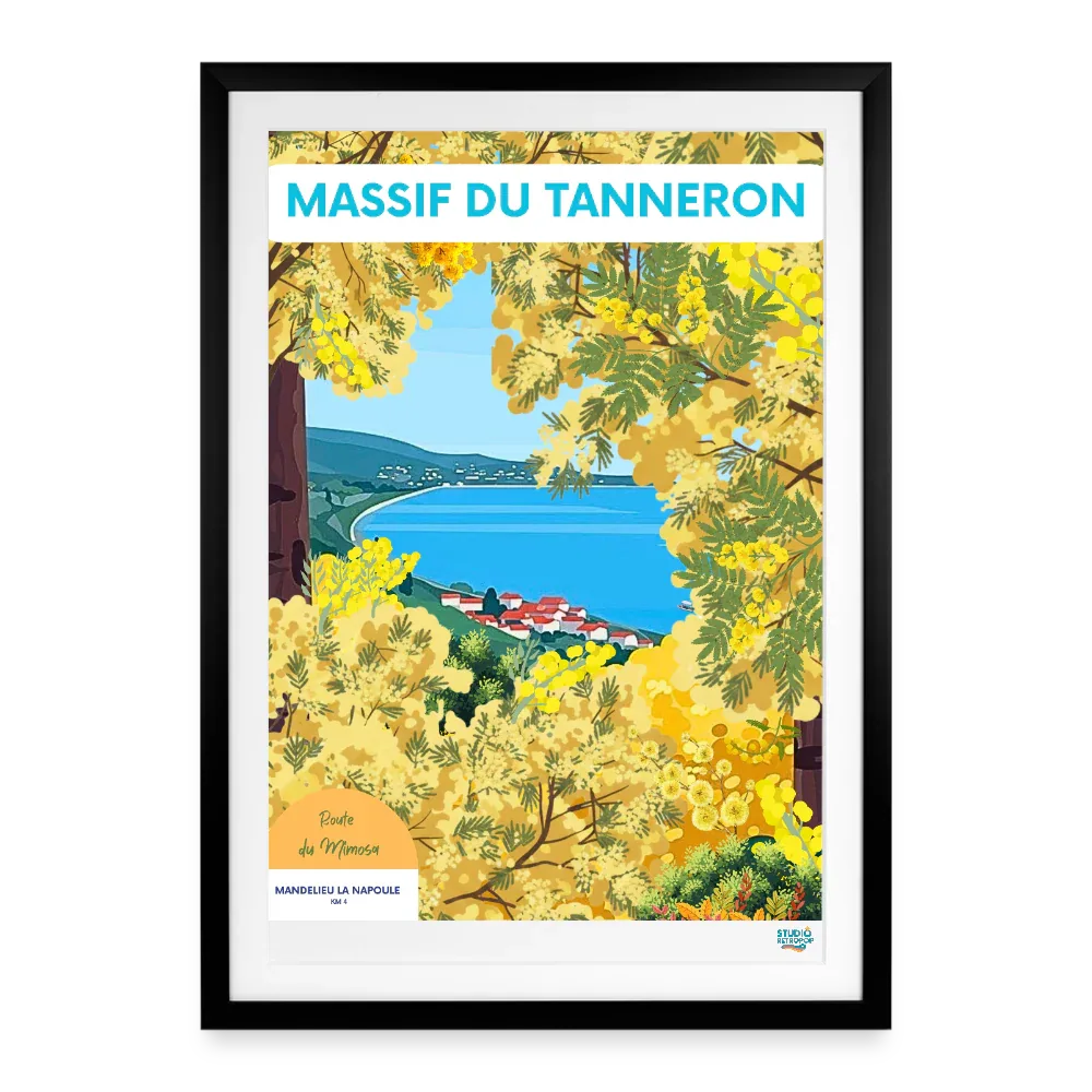 Affiche Massif du Tanneron Années 2000 - Format 49 × 69 cm avec cadre - noir