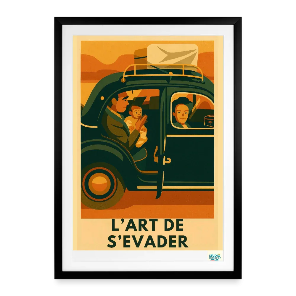 Studioretropop Affiche 70S L'Art de S'Évader - Format 49 x 69 cm avec cadre