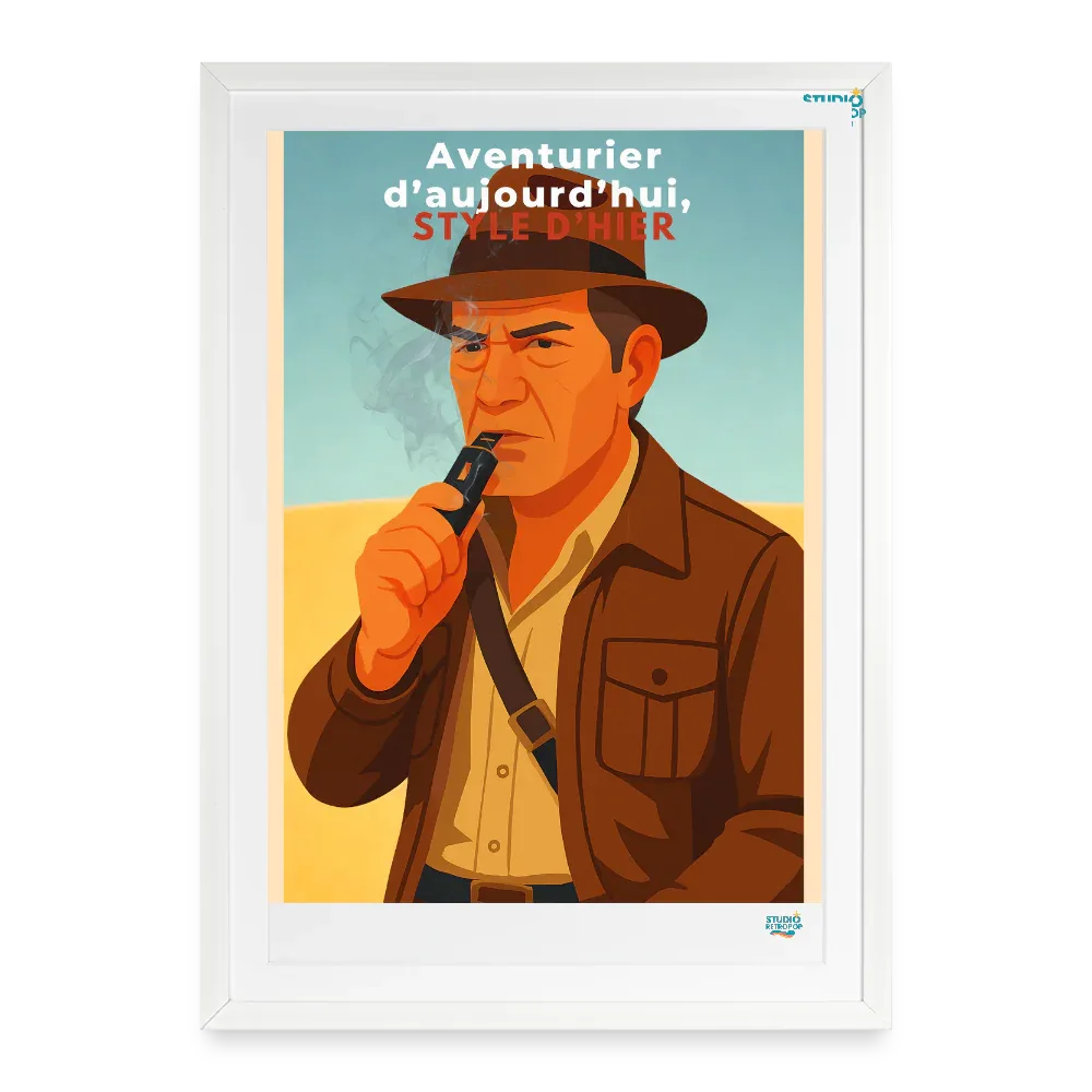 Aventurier d'aujourd'hui, style d'hier Années 2000 – 49×69cm avec cadre - blanc