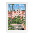 Affiche Beverly Hills Années 2000 - Format 49 × 69 cm avec cadre - blanc