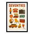 Studioretropop Affiche Seventies (70s) - Format 49 × 69 cm avec cadre - noir