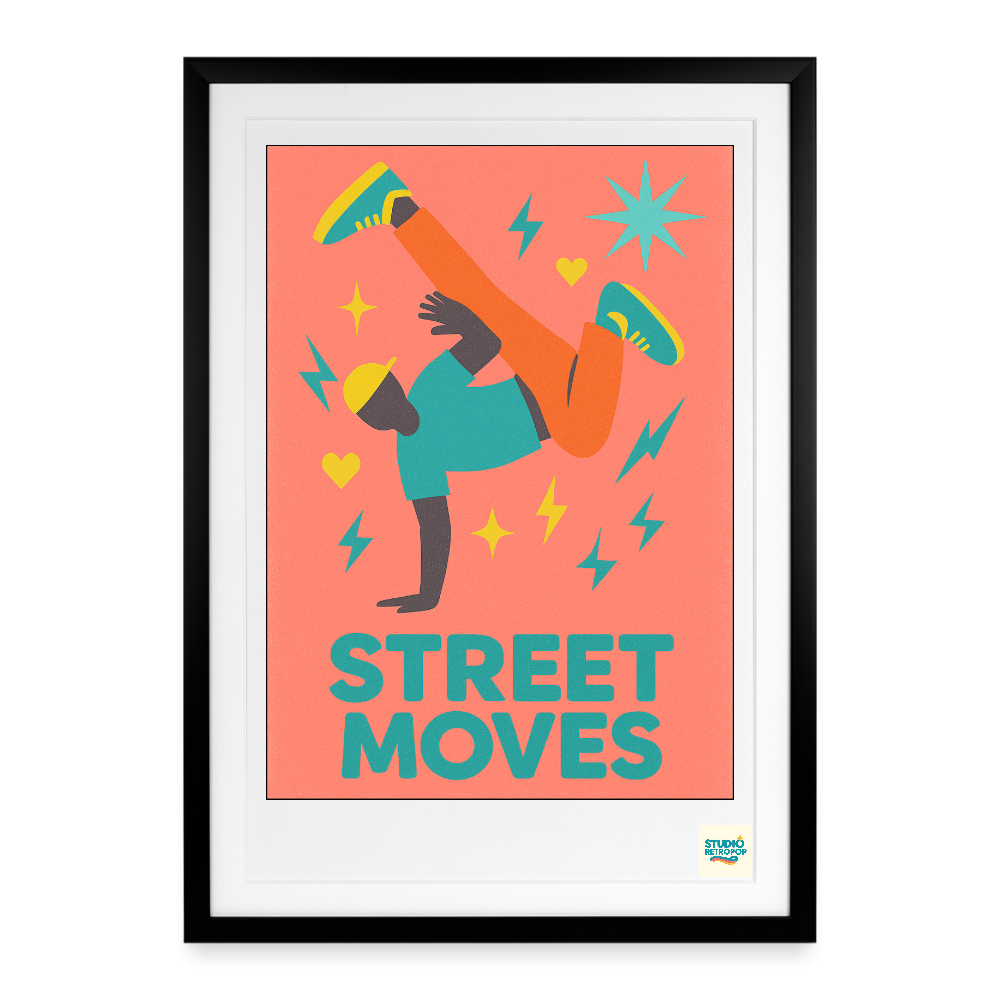 Studioretropop Affiche (90s) Street Moves- Format 49 x 69 cm avec cadre