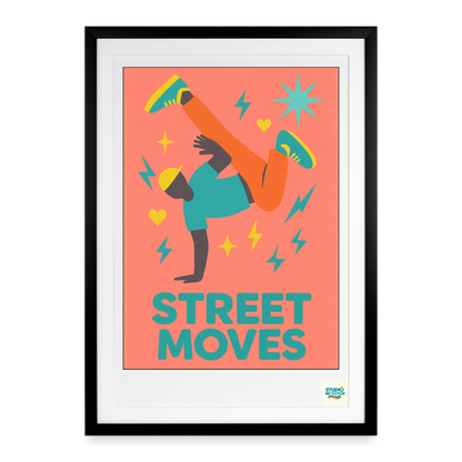 Studioretropop Affiche (90s) Street Moves- Format 49 x 69 cm avec cadre