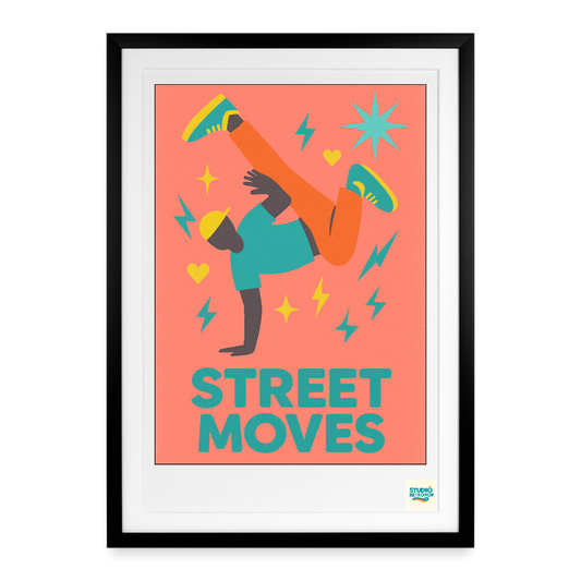 Studioretropop Affiche (90s) Street Moves- Format 49 x 69 cm avec cadre