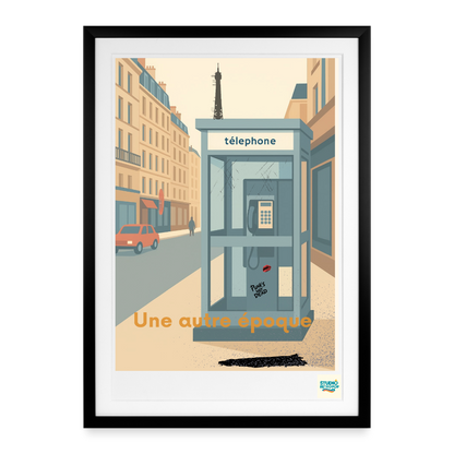 Affiche 80s Souvenirs au Bout du Fil?- Format 50 X 70CM encadrée Noir - noir