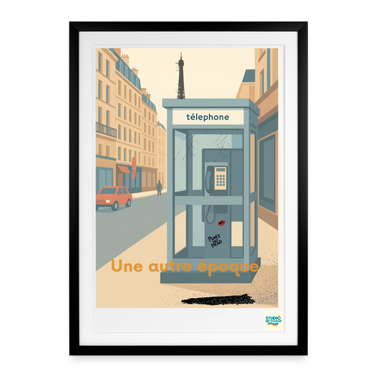 Affiche 80s Souvenirs au Bout du Fil?- Format 50 X 70CM encadrée Noir - noir