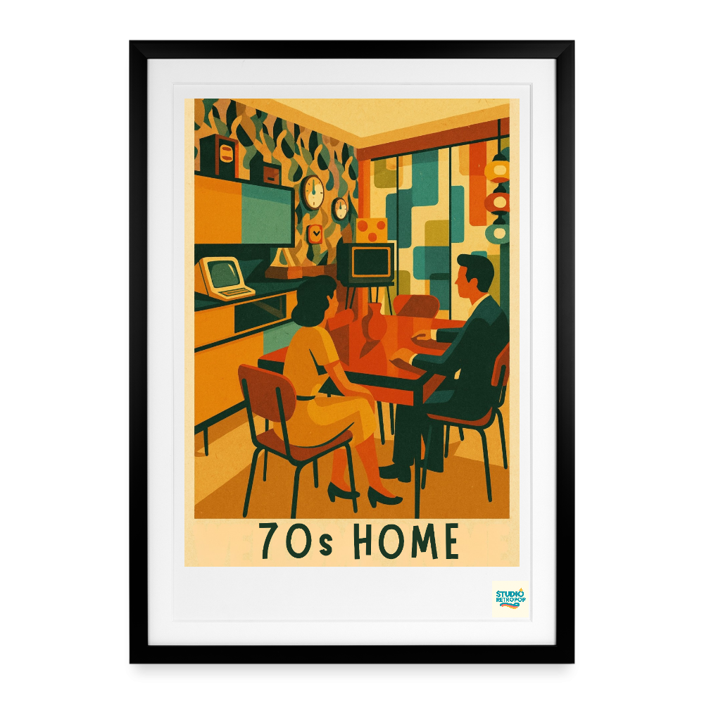Affiche 70s Home - Format 50 X 70CM encadrée Noir