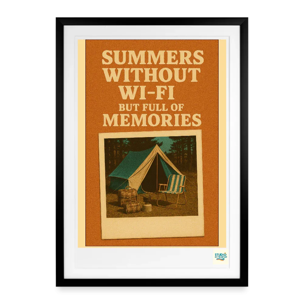Studioretropop Affiche 50S Summers Without Wi-Fi - Format 49 x 69 cm avec cadre