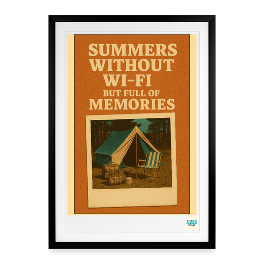 Studioretropop Affiche 50S Summers Without Wi-Fi - Format 49 x 69 cm avec cadre