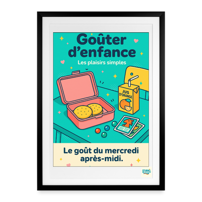 Affiche 80s - Goûter d'Enfance - Format 50 X 70 CM encadrée Noir