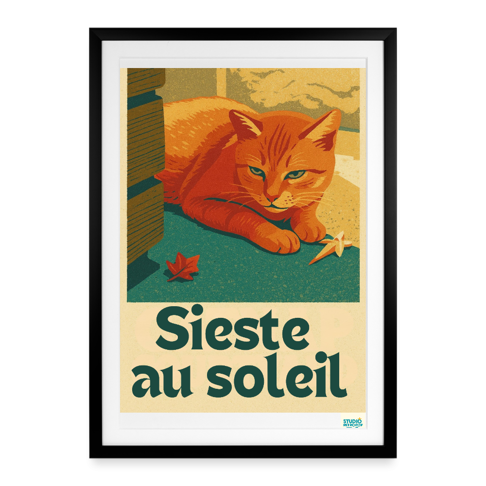 Affiche (2000 et +) Sieste au soleil - Format 49 x 69 cm avec cadre