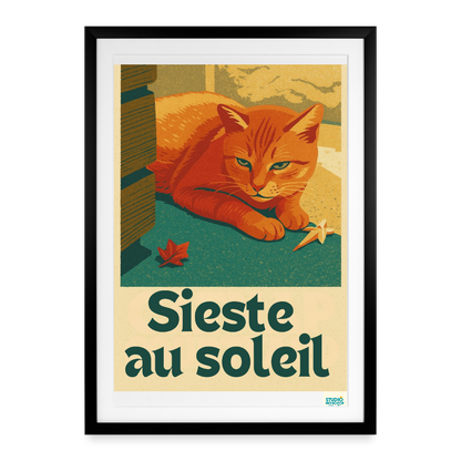 Affiche (2000 et +) Sieste au soleil - Format 49 x 69 cm avec cadre