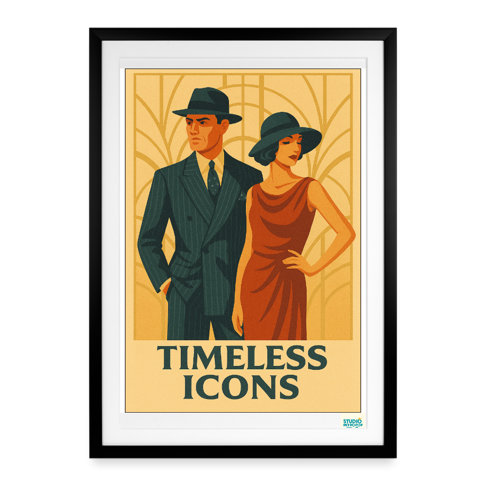 Affiche 30s Timeless Icons - Format 49 x 69 cm avec cadre