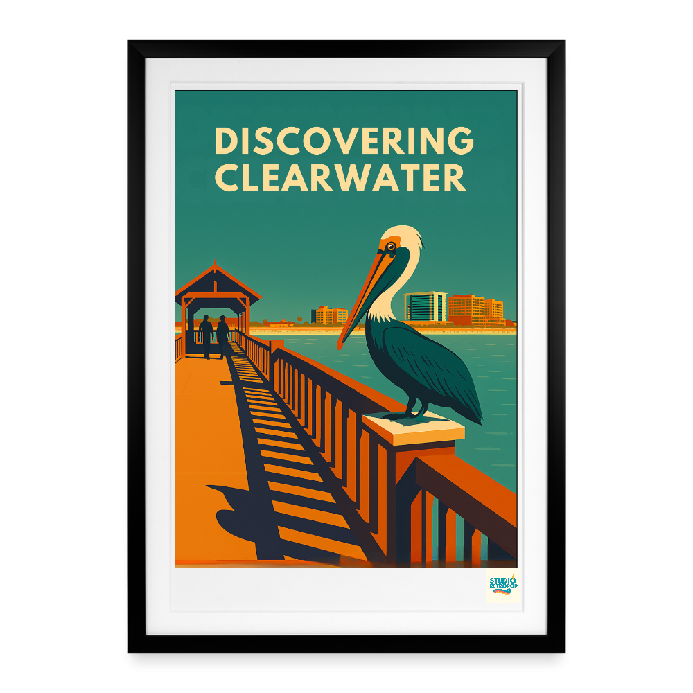 Studioretropop Affiche (50s) Découvrir Clearwater - Format 49 x 69 cm avec cadre