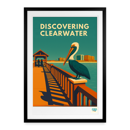 Studioretropop Affiche (50s) Découvrir Clearwater - Format 49 x 69 cm avec cadre