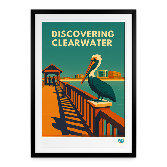 Studioretropop Affiche (50s) Découvrir Clearwater - Format 49 x 69 cm avec cadre