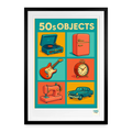 Studioretropop Affiche 50s Objects - Format 49 x 69 cm avec cadre