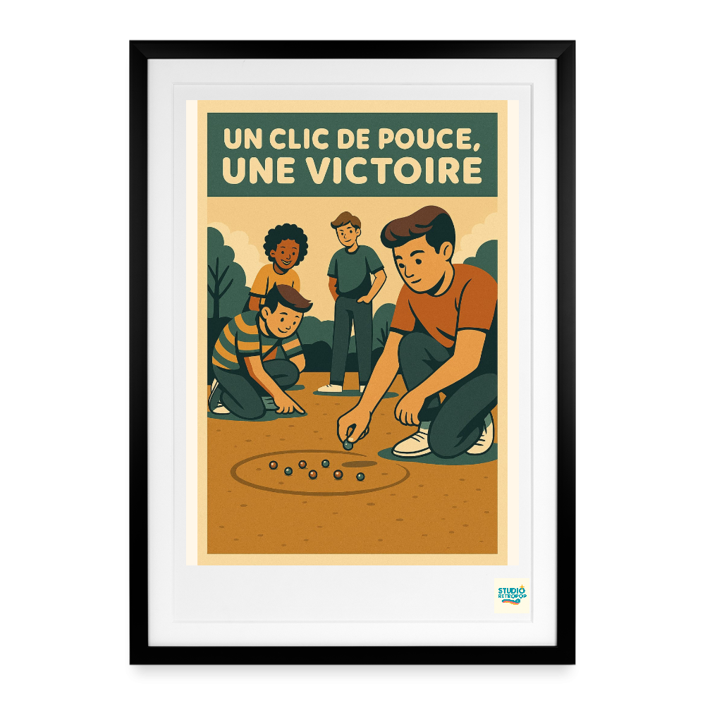 Studioretropop Affiche (80s) un clic de pouce, une victoire - Format 49 x 69cm  avec cadre