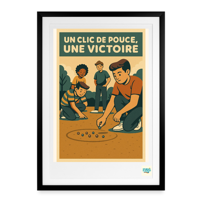 Studioretropop Affiche (80s) un clic de pouce, une victoire - Format 49 x 69cm  avec cadre