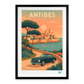 Affiche Antibes années 60 49x69cm cadre noir - poster rétro pop Côte d'Azur voyage