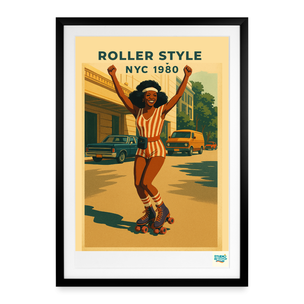 Studioretropop Affiche (80s) Roller Style - Format 49 x 69 cm avec cadre
