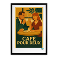 Affiche Café pour Deux Années 2000 – 49 × 69 cm avec  - Art Rétro Pop - noir