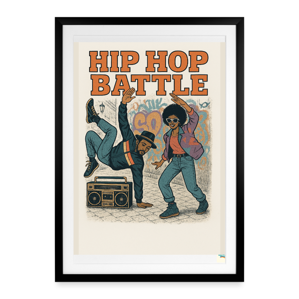 Studioretropop Affiche (80s) Hip-Hop Battle- Format 49 x 69 cm avec cadre