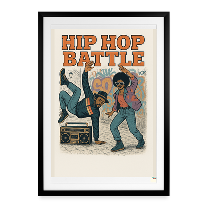 Studioretropop Affiche (80s) Hip-Hop Battle- Format 49 x 69 cm avec cadre