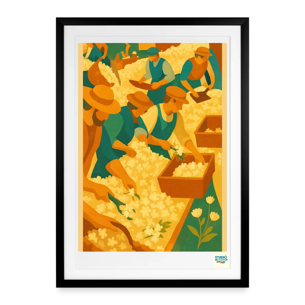 Studioretropop Affiche 60S La Récolte Florale - Format 49 x 69 cm avec cadre