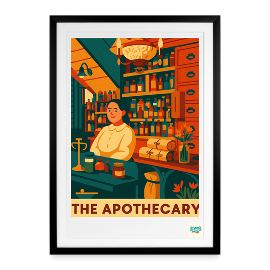 Studioretropop Affiche 30s Apothicaire - Format 49 x 69 cm avec cadre