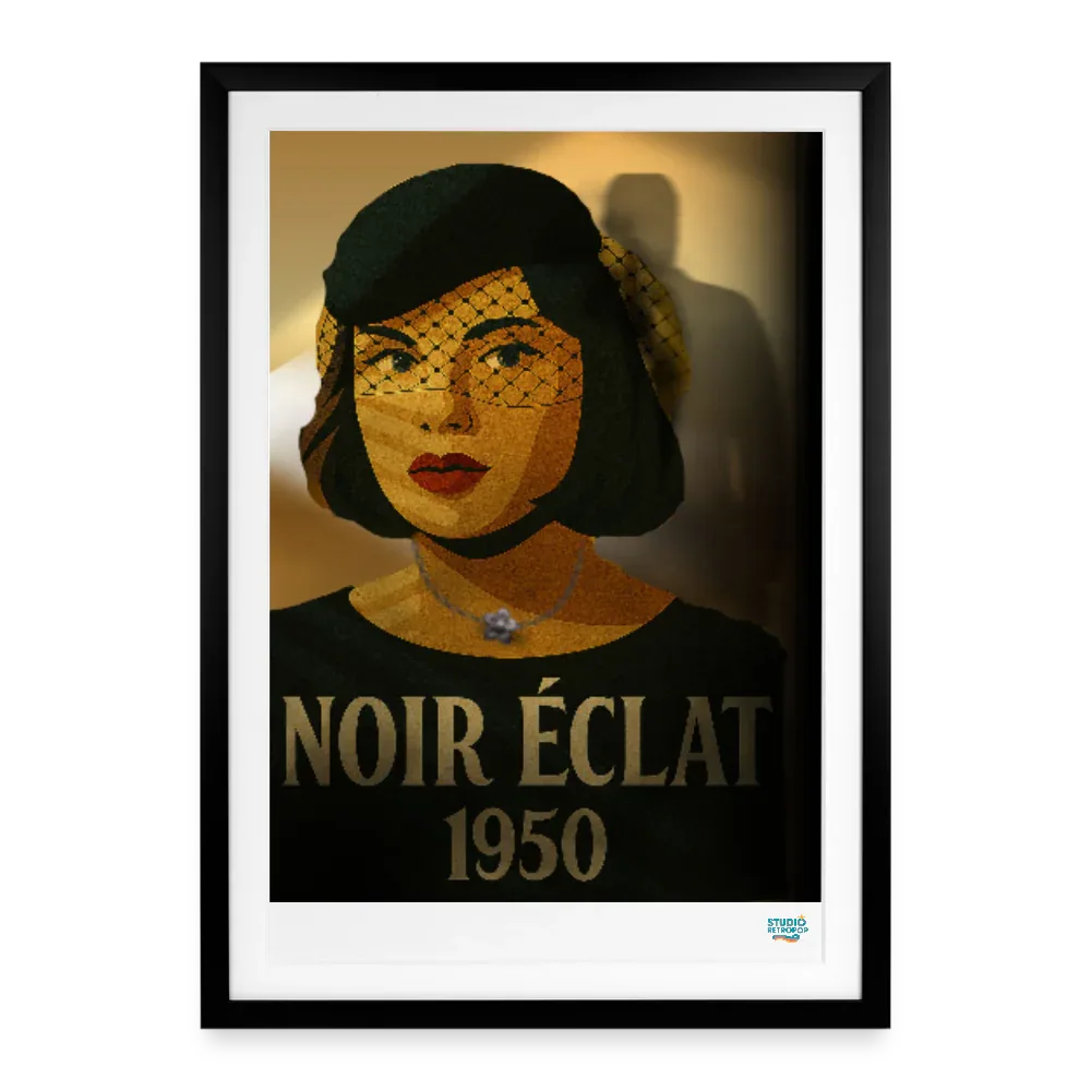 Affiche Noir Éclat Années 50 - Format 49 x 69 cm avec cadre noir