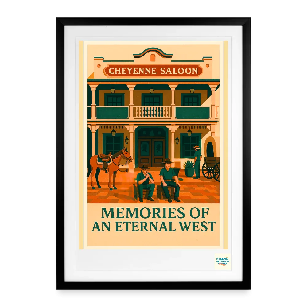 Studioretropop Affiche (Avant 1920) Cheyenne Saloon Far West - Format 49 x 69 cm avec cadre