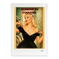 Affiche Glamour en coulisses années 50 49x69cm cadre blanc - poster rétro pop Hollywood vintage cinéma