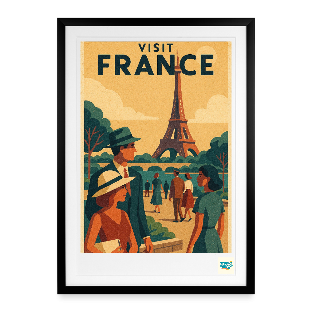 Studioretropop Affiche (70s) Visit France - Format 49 x 69 cm avec cadre