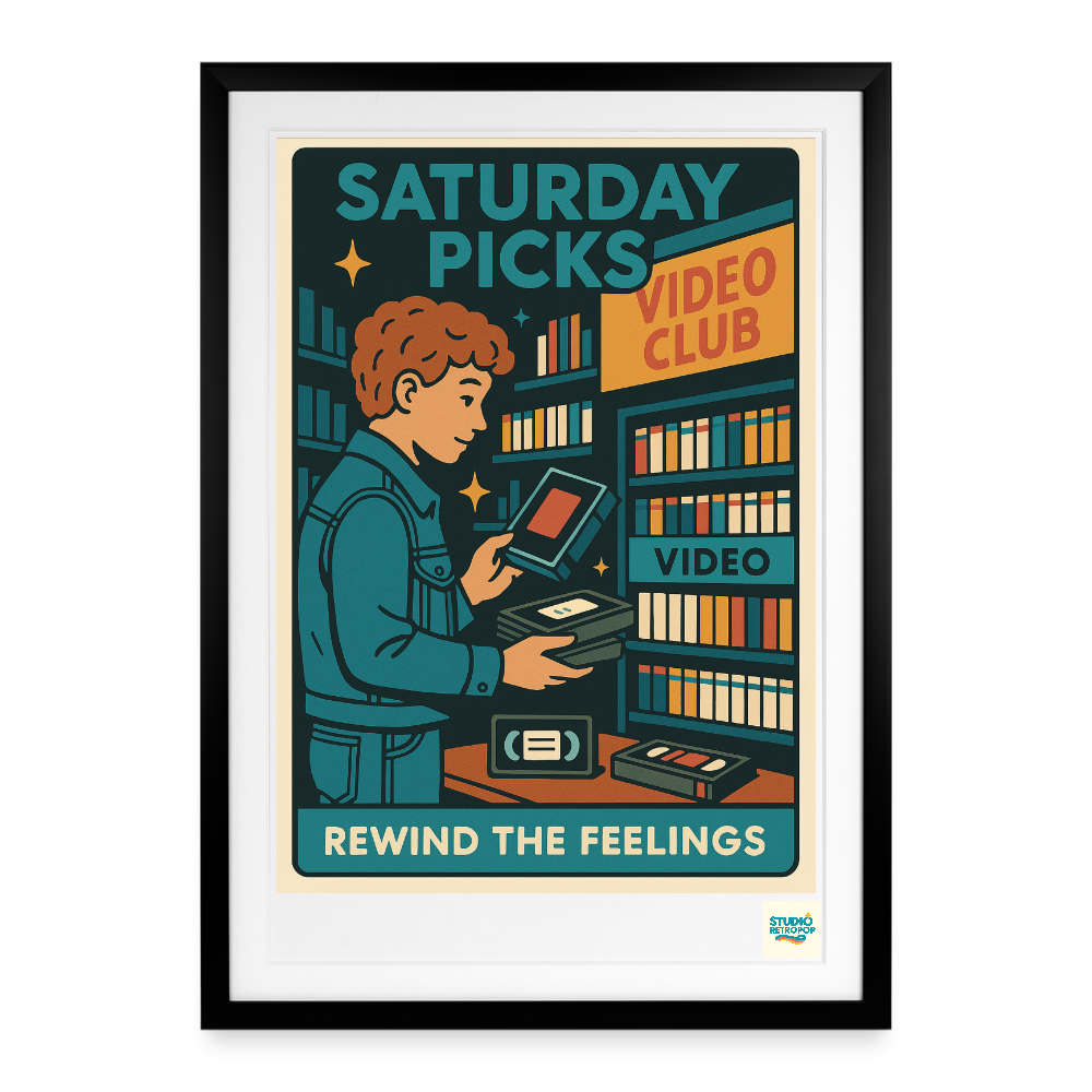 Studioretropop Affiche (80s) Saturday picks - Format 49 x 69 cm avec cadre