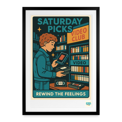 Studioretropop Affiche (80s) Saturday picks - Format 49 x 69 cm avec cadre