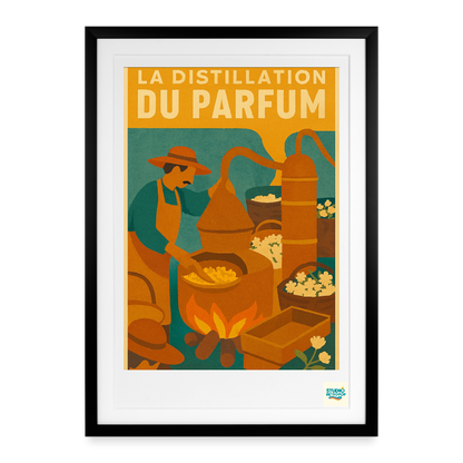 Studioretropop Affiche (80s) La distillation du Parfum - Format 49 x 69 cm avec cadre