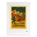 Studioretropop Affiche 50s Car Camping - Format 49 x 69 cm avec cadre - blanc