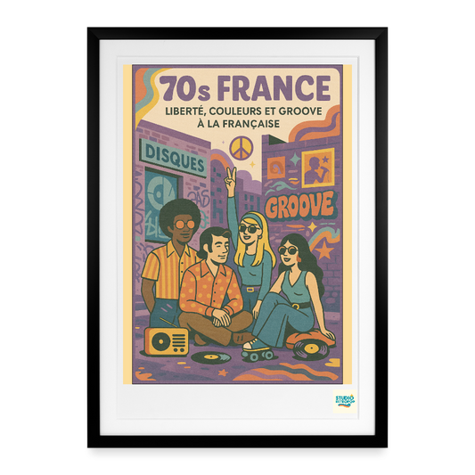 Studioretropop Affiche 70S Couleurs Vintage et Design Iconique - Format 49 x 69 cm avec cadre