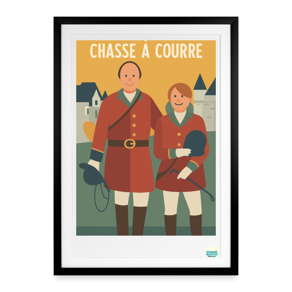 Affiche Années avant 1920 Chasse à courre - Format 50 X 70CM encadrée Noir