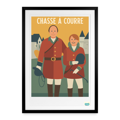 Affiche Années avant 1920 Chasse à courre - Format 50 X 70CM encadrée Noir