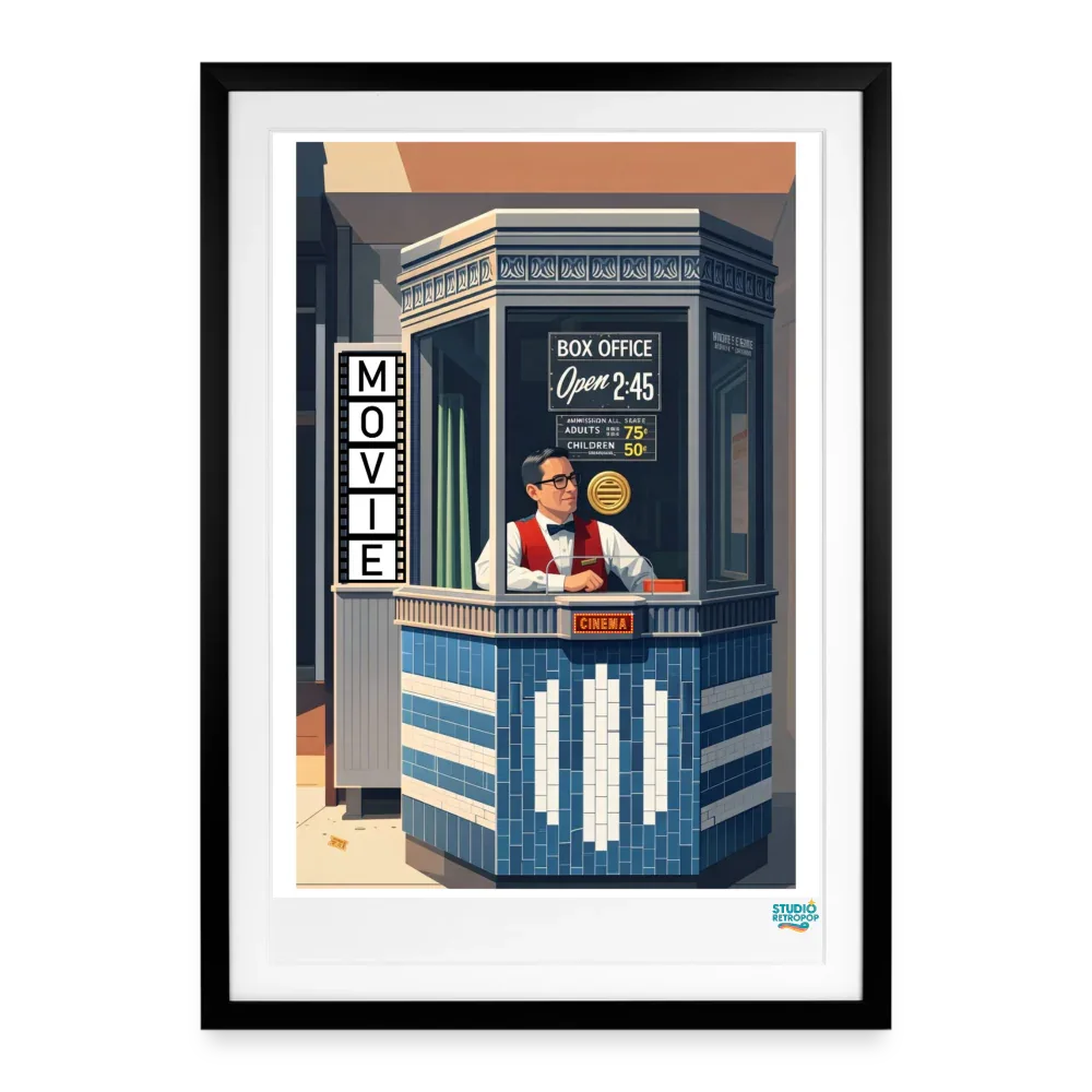 Affiche Cinéma Vintage Années 60 - 49 × 69 cm avec cadre - Art Rétro Pop - StudioRetroPop