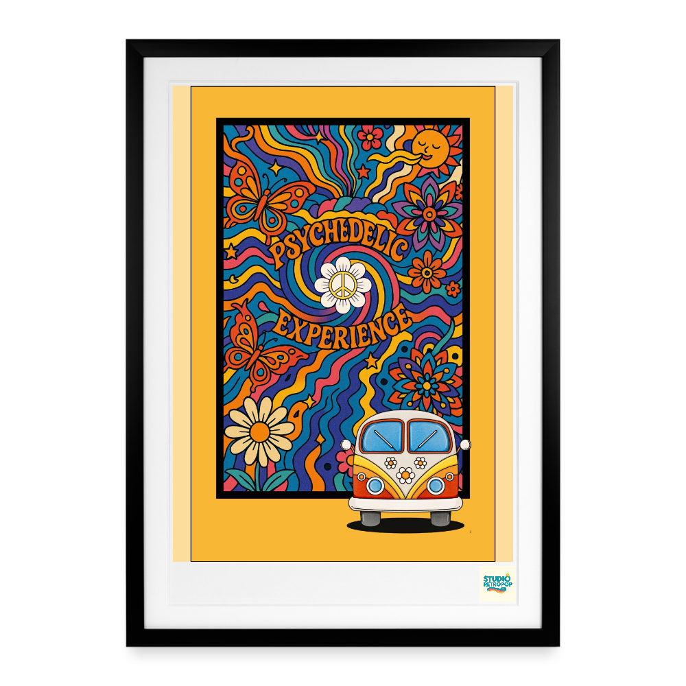 Studioretropop Affiche (70s) Psychédélique - Format 49 x 69 cm avec cadre